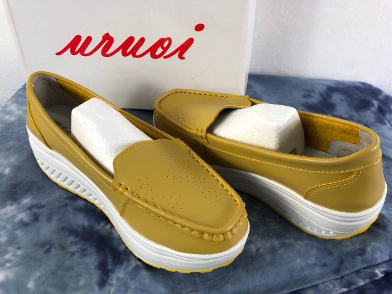 lot 1029 image: CALIN WEDGE SLIPING SHOES (YELLOW) (SIZE 7.5)