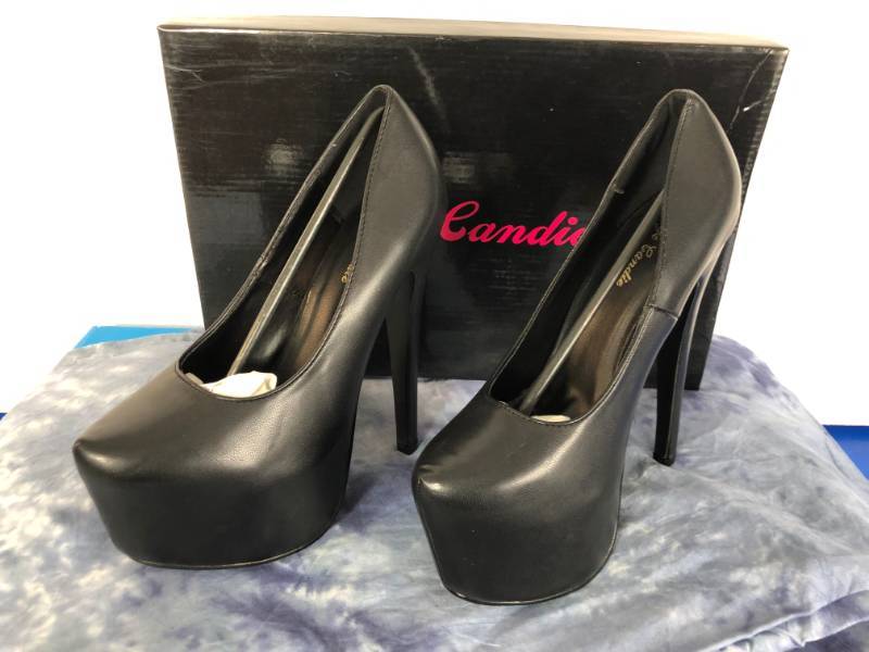 lot 1051 image: EYE CANDIE HIGH HEELS (BLACK) (SIZE 6.5)