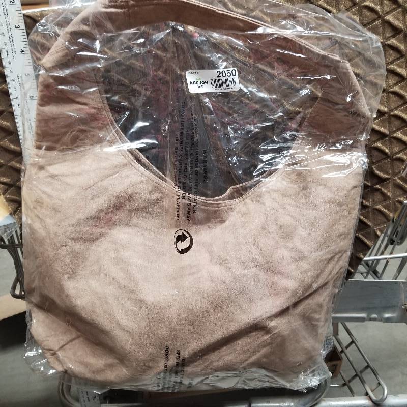 lot 2050 image: Suede feels like with Leather feels like Handles Purse, Weekender Canvas Duffel, Both New In Bag
