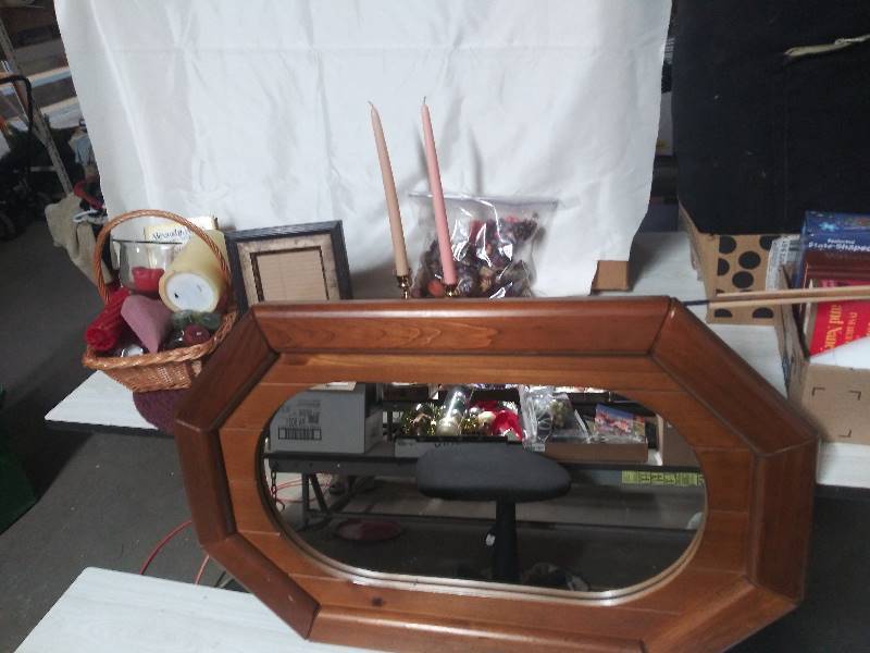 lot 2099 image: Wood Framed Mirrior