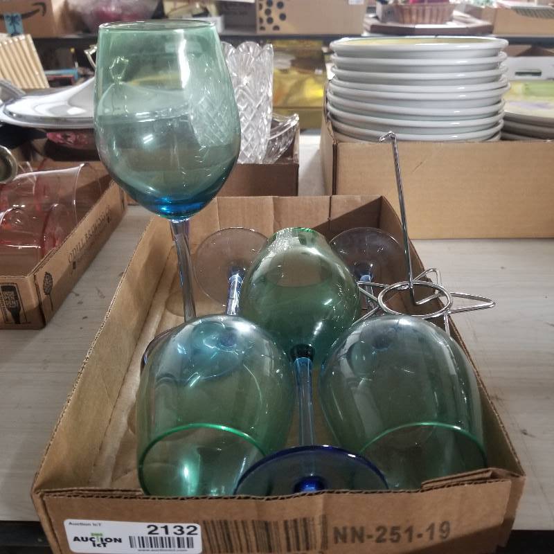 lot 2132 image: Green Wine Glasses