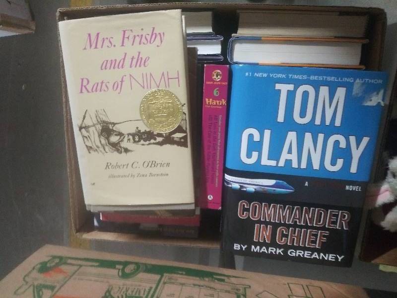 lot 2154 image: Box full of Hard back books including authors Tom Clancy