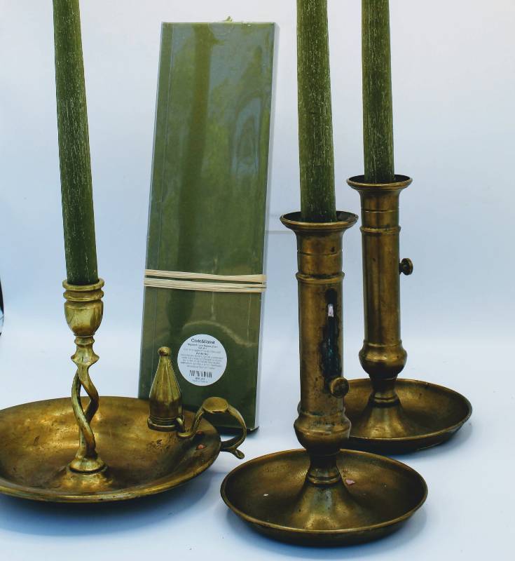 lot 1815 image: Crate and Barrel & Brass Candle Holders