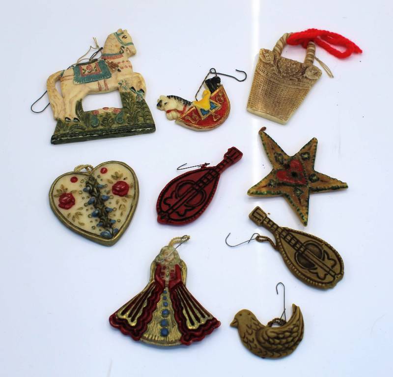 lot 1844 image: Vintage Wax Christmas Ornaments