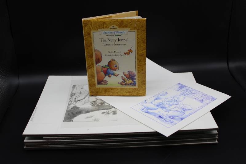 lot 1931 image: Illustration boards for book and copy of the Printed book The Nutty Tunnel