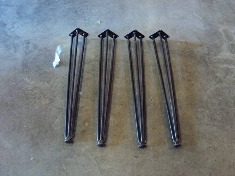 lot 9750 image: (4) ct lot hairpin style table legs with mounting screws, 29 long