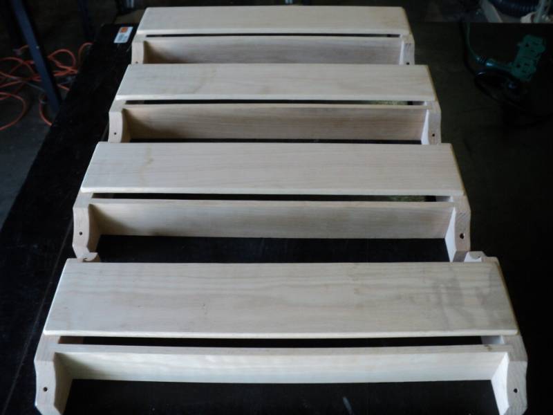 lot 9779 image: (4) ct lot wooden wall shelves, approx 20 x 8, great for spices, crafts, tons of uses- mounting hardware not included
