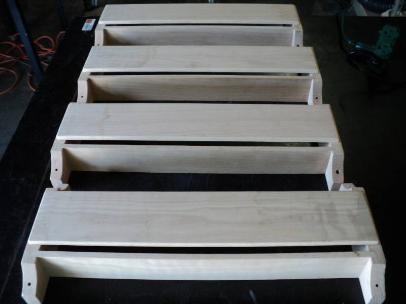 lot 9780 image: (4) ct lot wooden wall shelves, approx 20 x 8, great for spices, crafts, tons of uses- mounting hardware not included