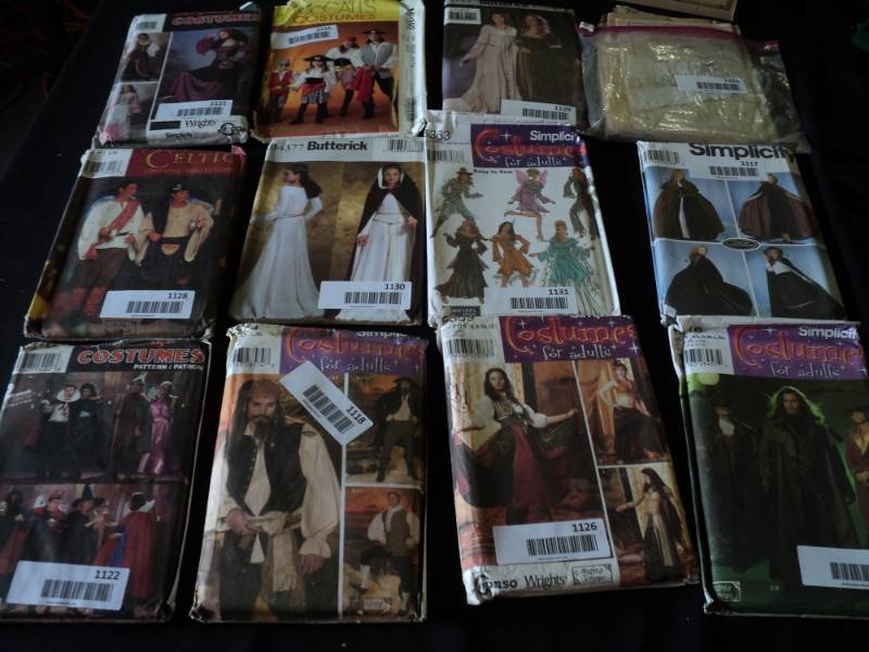 lot 9823 image: (12) ct mixed lot Sewing Patterns for Halloween Costumes, assortment of styles- Patterns only-these are NOT Completed costumes
