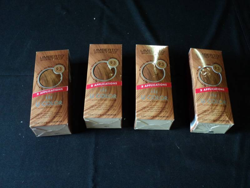 lot 9824 image: (4) ct lot Umberto Beverly Hills Italiam Demi Color Packets, (2) packets per box, Golden Wheat Color