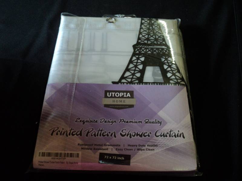 lot 9827 image: Utopia Home Printed Pattern Shower Curtain 72 x 72 Eiffel Tower