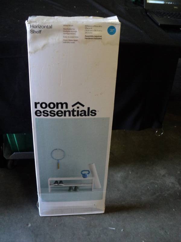 lot 9837 image: Room Essentials Horizontal Shelf White Finish 30-78 x 11-12, unassembled