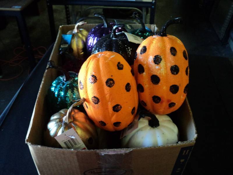 lot 9855 image: (12) decorated foam pumpkins, assortment of colors