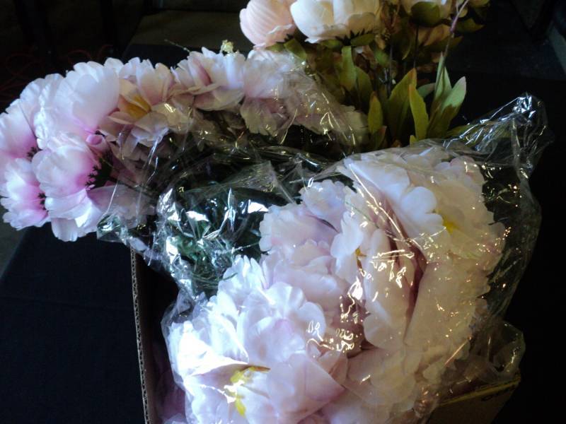 lot 9879 image: Mixed lot artificial flowers, Peonies and roses