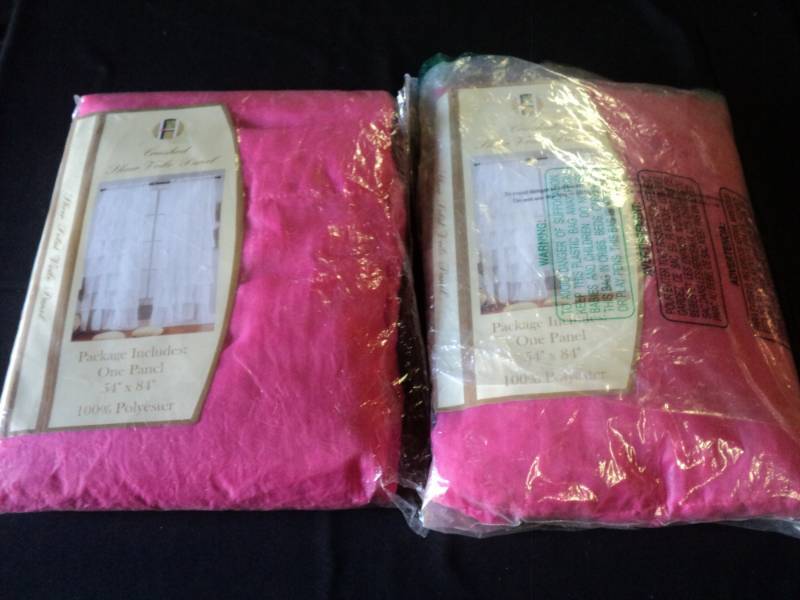 lot 9901 image: (2) ct lot Crushed Sheer Voile Panel, 51 x 84 Hot Pink