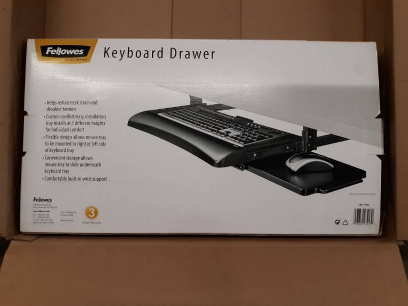 Fellowes Office Suites Underdesk Keyboard Drawer Black Silver