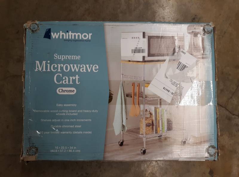 Chrome Whitmor Supreme Microwave Cart With Locking Wheels Chrome Whitmor Supreme Microwave Cart