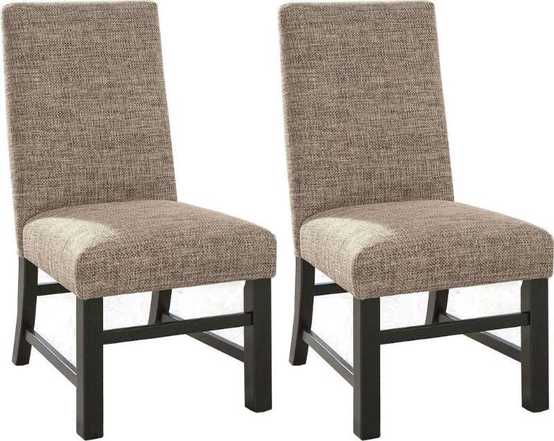 lot 5851 image: Ashley Furniture Signature Design - Sommerford Dining Side Chair - Set of 2 - Casual - Brown Upholstery - Black Wood Frame