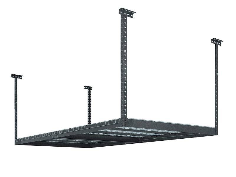 lot 5857 image: NewAge Products 40151 4-Feet by 8-Feet Ceiling Mount Garage Storage Rack, Grey