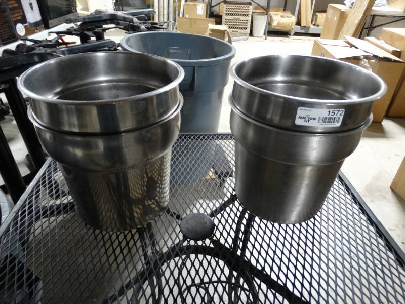 lot 1572 image: 4 stainless steel soup inserts
