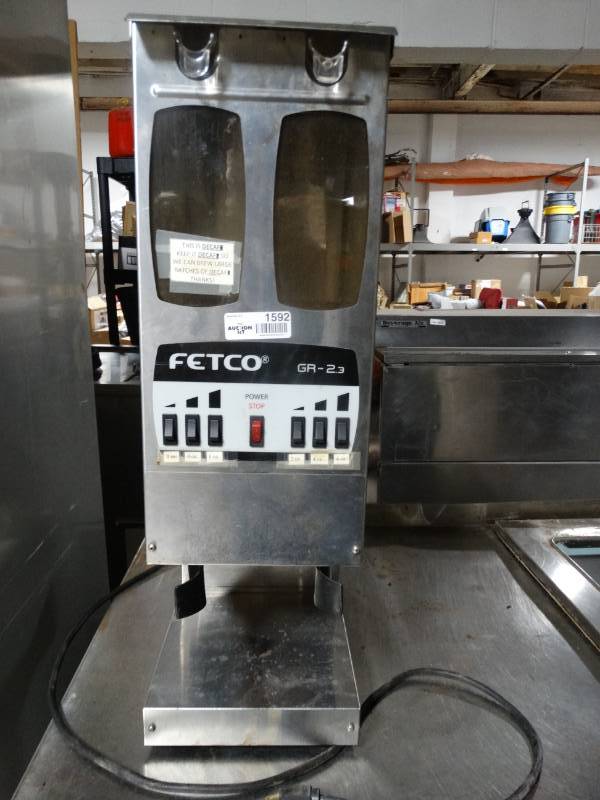 lot 1592 image: Fetco GR-2.3 Portion Controlled Coffee Grinder Dual Hopper