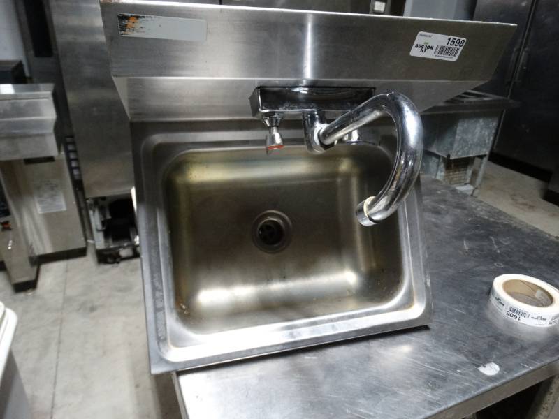 lot 1598 image: Stainless steel handwashing sink w faucet
