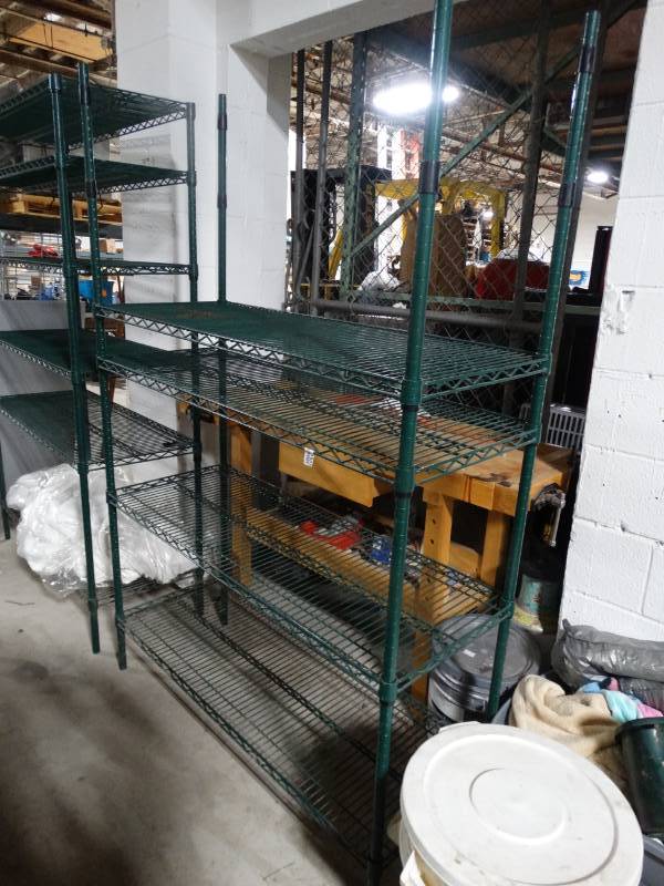 lot 1633 image: Green 4 shelf metro style rack
