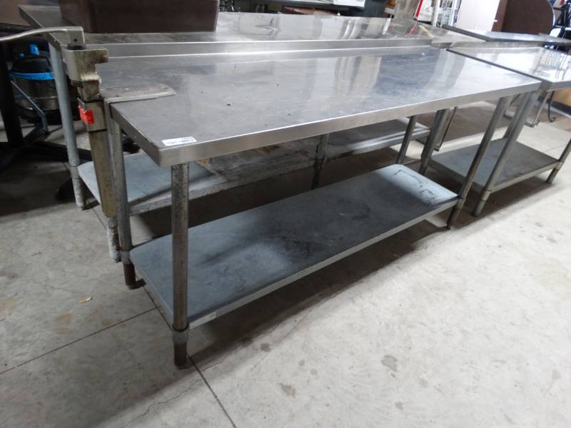 lot 1655 image: Stainless steel table w under shelf & #10 can opener-72 long x 24 deep x 34 tall