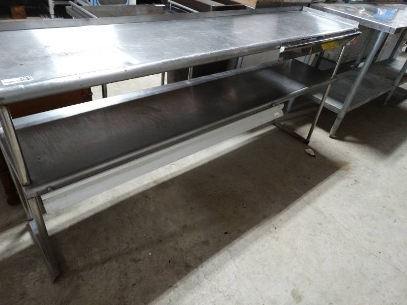 lot 1681 image: Stainless steel table mount shelf- 72 long x 16 deep x 35 tall