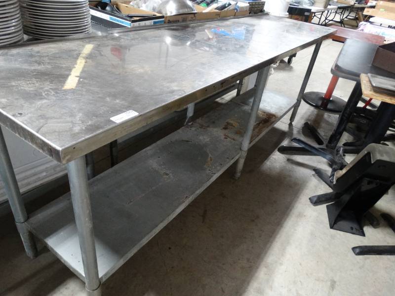 lot 1682 image: Stainless steel table w under shelf- 96 long x 24 deep x 35 tall