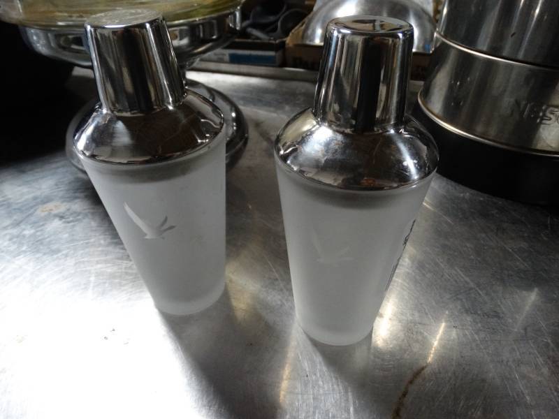 lot 1696 image: 2 glass Grey Goose bar shakers