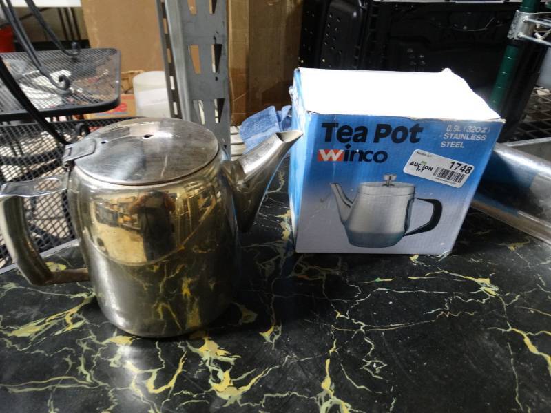 lot 1748 image: 2 stainless steel tea pots