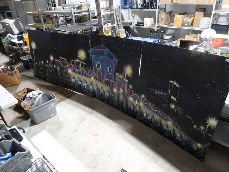 lot 1774 image: LARGE hand painted 4 piece mural