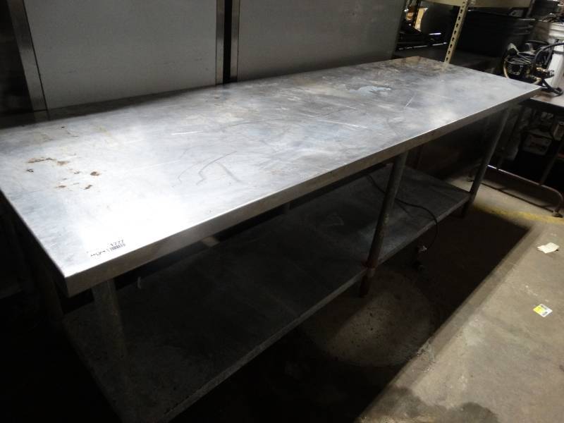 lot 1777 image: Stainless steel table w under shelf- 96 long x 30 deep x 34 tall