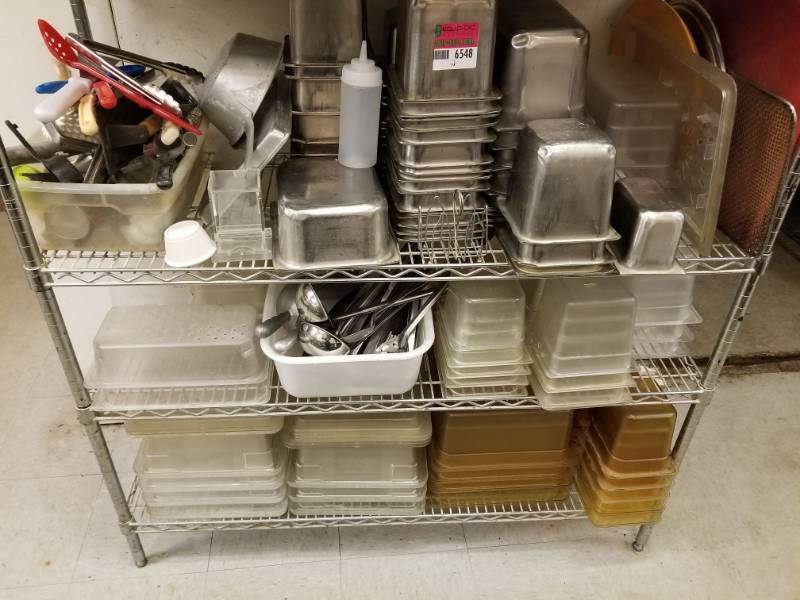 lot 6548 image: Inset Pans, Kitchen Utensils, Plastic Containers