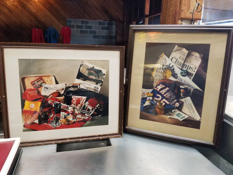 lot 6560 image: Cyndi West Limited Edition Kansas City Chiefs and KU Jayhawks Painting