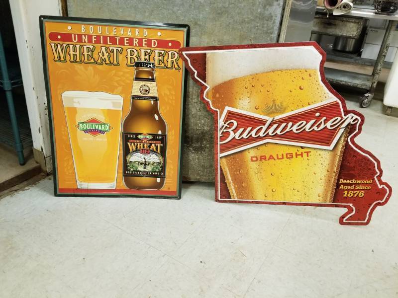 lot 6563 image: Metal Boulevard Wheat and Budweiser Sign