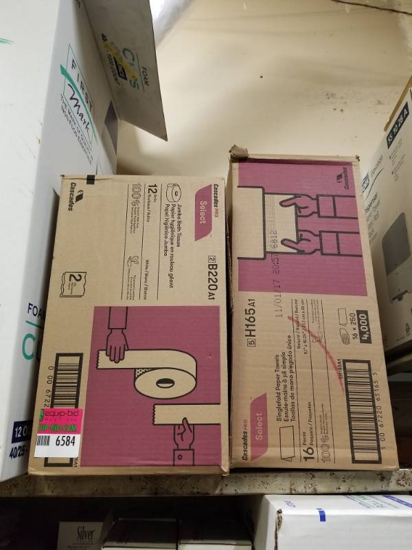 lot 6584 image: Jumbo Bath Tissue and Paper Towels