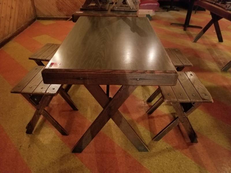 lot 6608 image: Rustic Table With 4 Stools