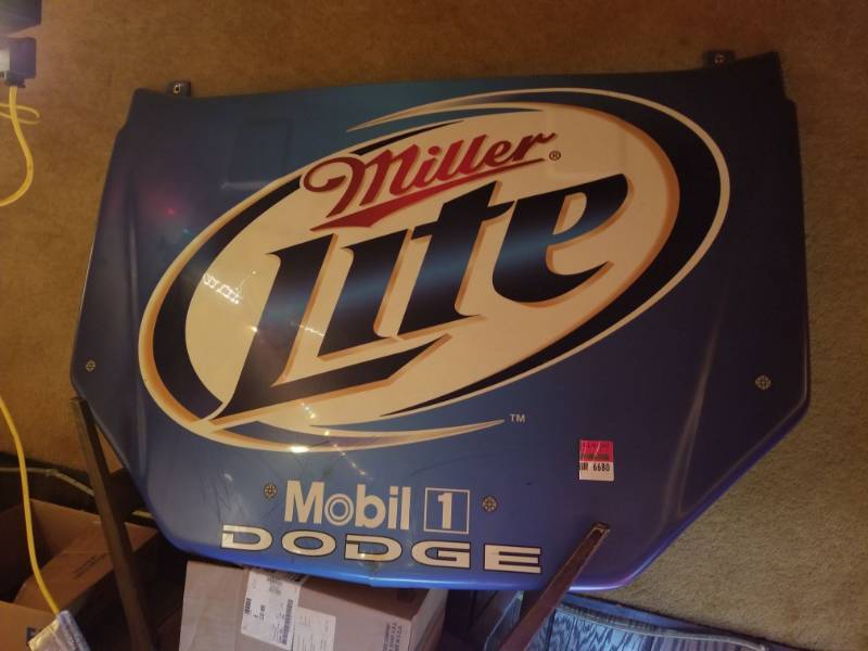 lot 6680 image: Miller Lite Nascar Hood Plastic
