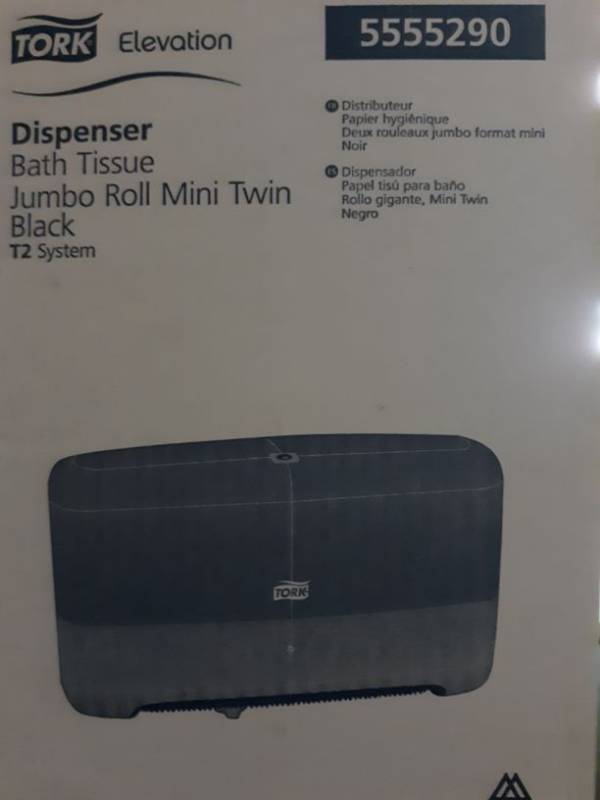 lot 8303 image: (6) Bath Tissue Dispenser Jumbo Roll Mini Twin Black