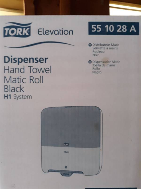 lot 8305 image: (2) Tork Matic Hand Towel Dispenser Black