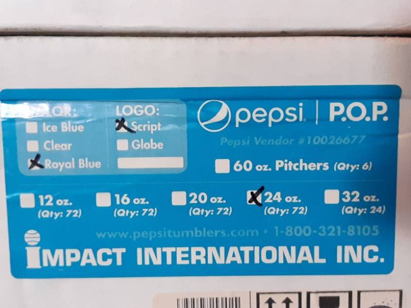 lot 8307 image: (72) Pepsi 24 oz Royal Blue Tumblers