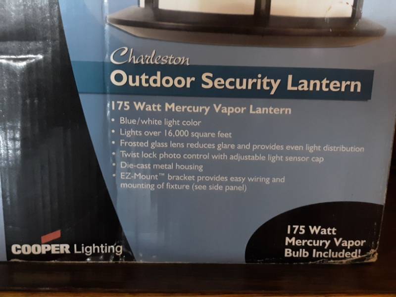 lot 8326 image: Cooper Lighting Charelston Outdoor Security Lantern 175 Watt