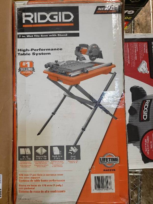 lot 1002 image: Wet Tile Saw Stand Cutter Cutting Machine Diamond Blade Ceramic RIDGID 7 R4031S