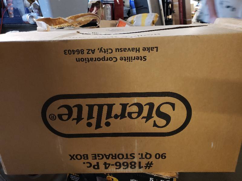 lot 1013 image: 4 Pack 90 QT Sterilite Storage Totes