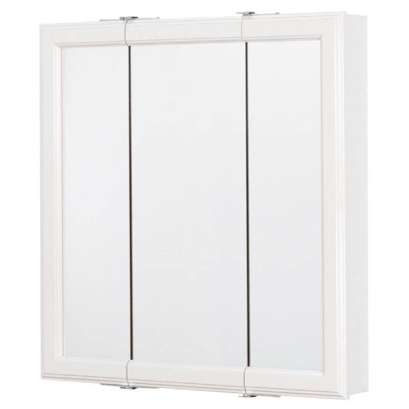 lot 1042 image: Style Selections 24.25-in x 24-in Square Surface Mirrored Medicine Cabinet