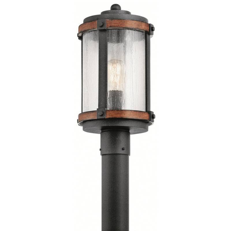 lot 1036 image: Kichler Barrington 60-Watt 17.88-in Distressed Black and Wood Distressed Traditional Post Light