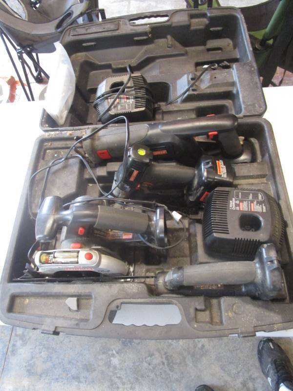 lot 7039 image: Craftsman Cordless Power Tools Set - Circuilar Saw, Drill, Sawzall, Battery and Chargers