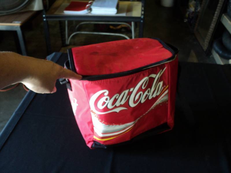 lot 9955 image: Coca Cola Lunch Bag Cooler, approx 10 x 12 x 4, used